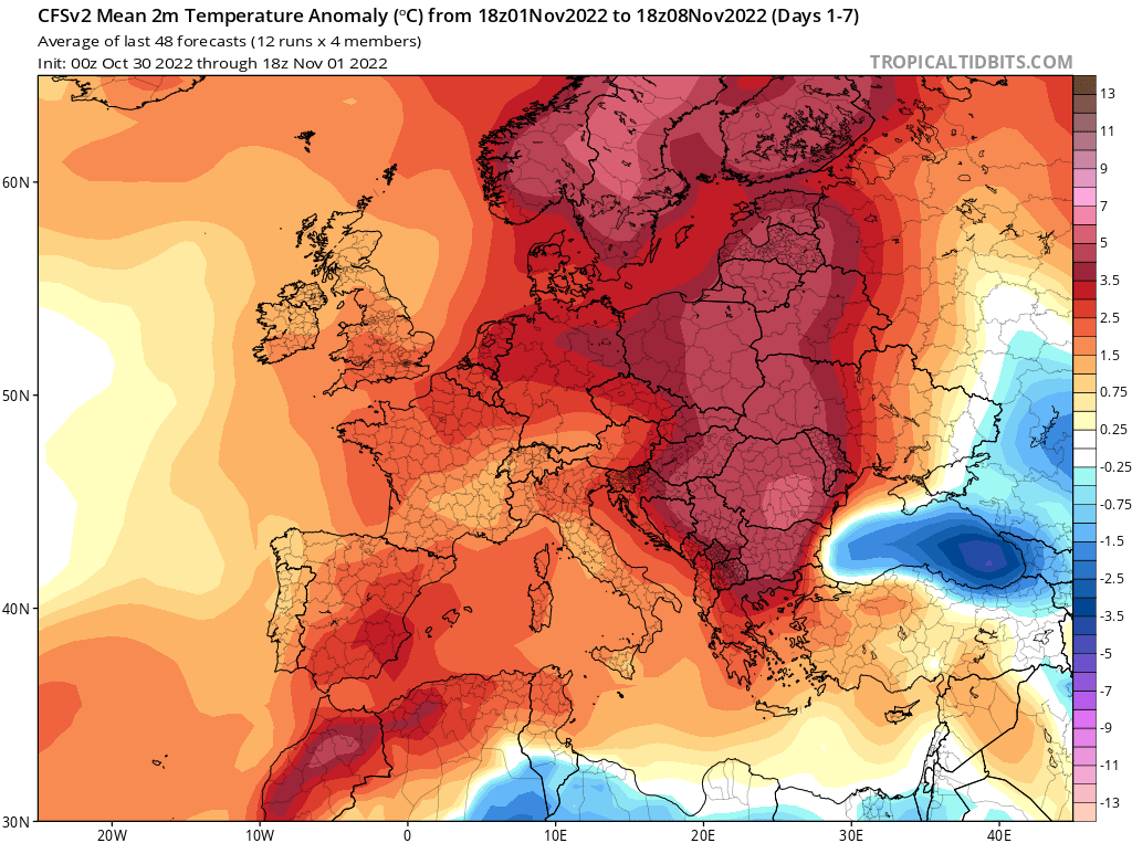 Modelos de Temperatura semanal Noviembre CFS 1ª Semana .Meteosojuela La Rioja