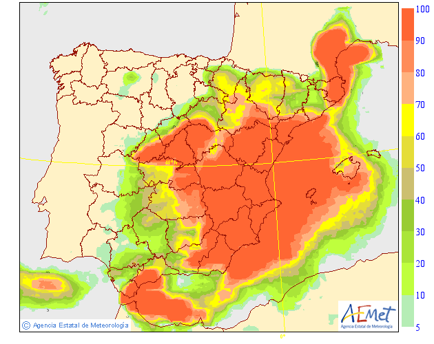 Probabilida de precipitación según AEMET. 11 Meteosojuela La Rioja
