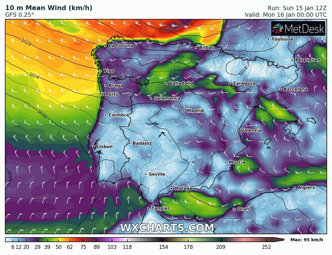 Animación Modelos de Altura de Geopotencial a 300 hPa GFS Europa. Meteosojuela La Rioja