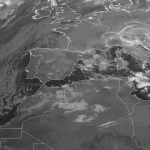 Animación imágenes satélite. Altas presiones en el Atlántico y bajas presiones en el Mediterráneo