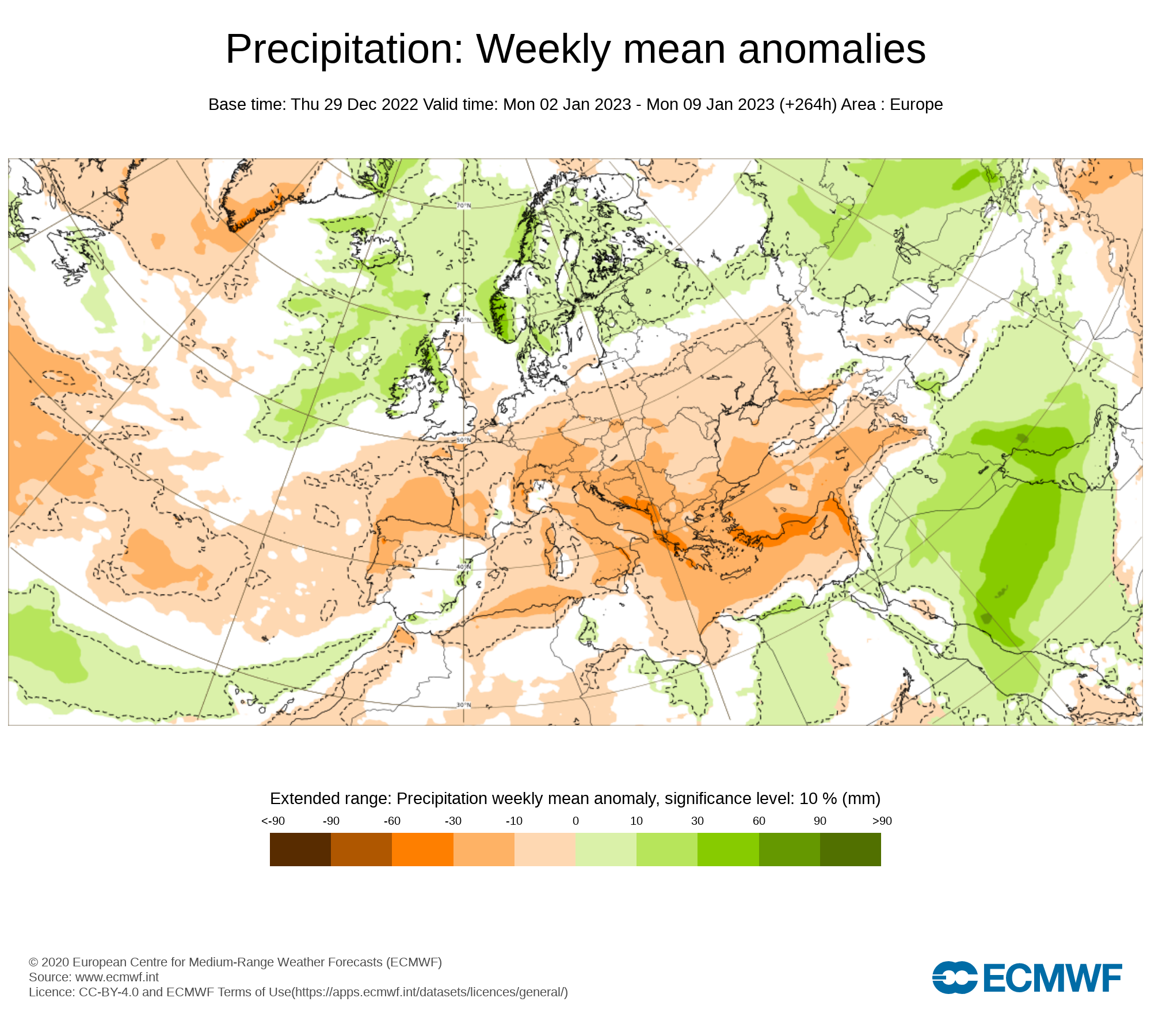 Anomalías Precipitación Semana 02 Enero ECMWF. Meteosojuela