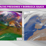 Animación imágenes satélite altas presiones y borrasca Isaack. Meteosojuela