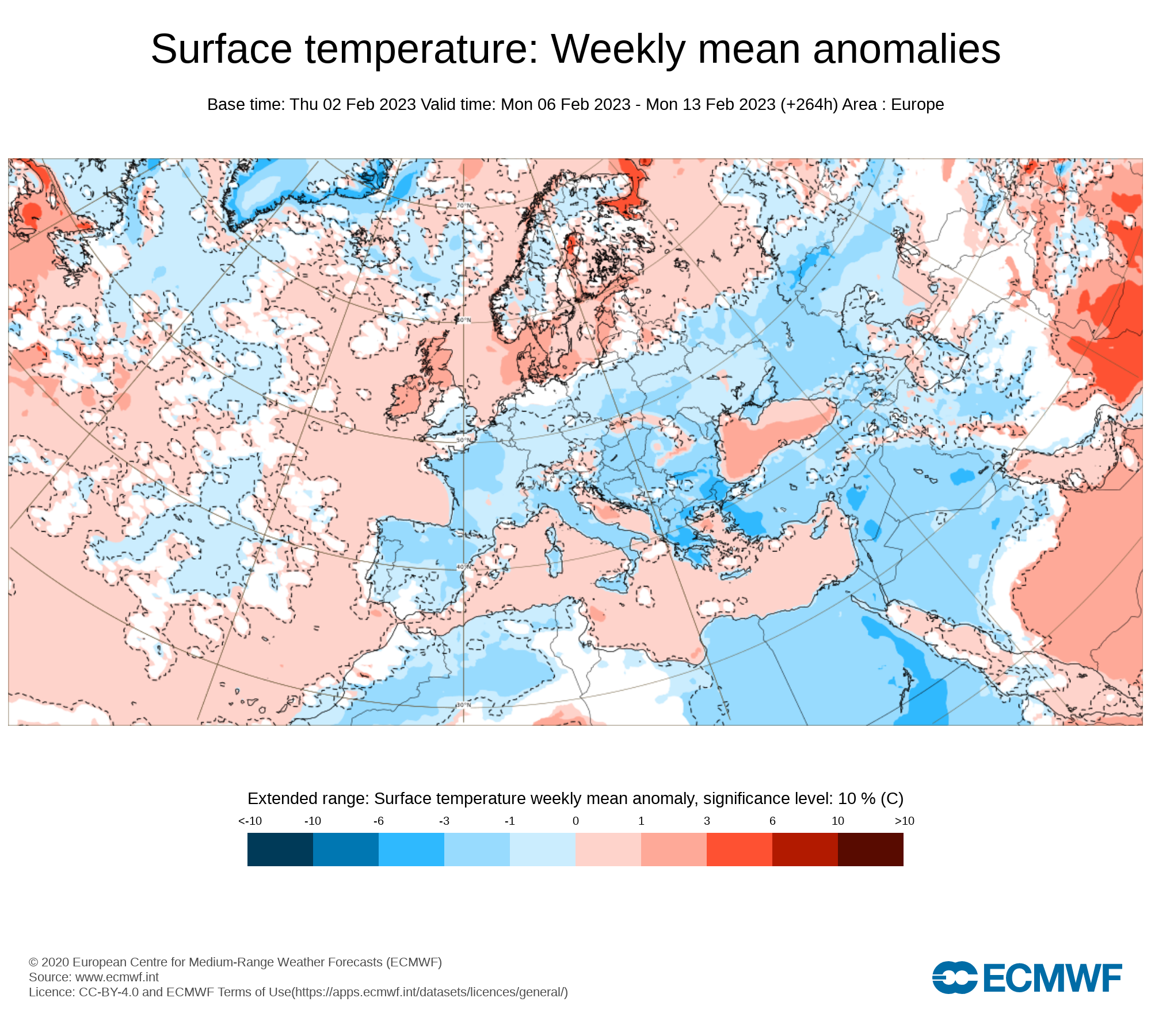 Anomalías Temperaturas Semana 06 de Febrero ECMWF. Meteosojuela