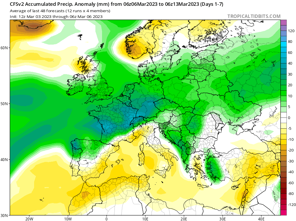 Modelos de Precipitación semanal Marzo CFS 1ª Semana .Meteosojuela La Rioja