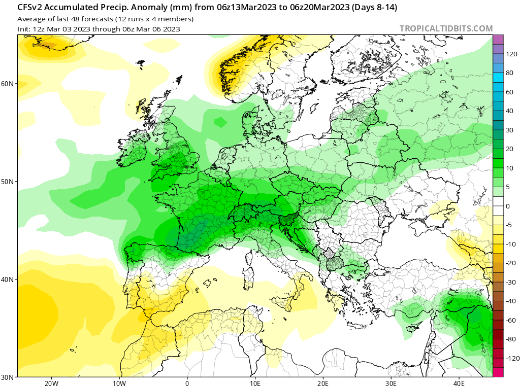 Modelos de Precipitación semanal Marzo CFS 2ª Semana .Meteosojuela La Rioja
