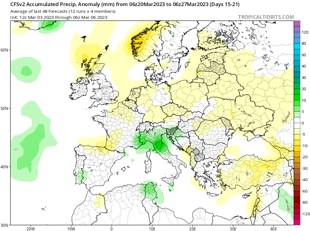Modelos de Precipitación semanal Marzo CFS 3ª Semana .Meteosojuela La Rioja