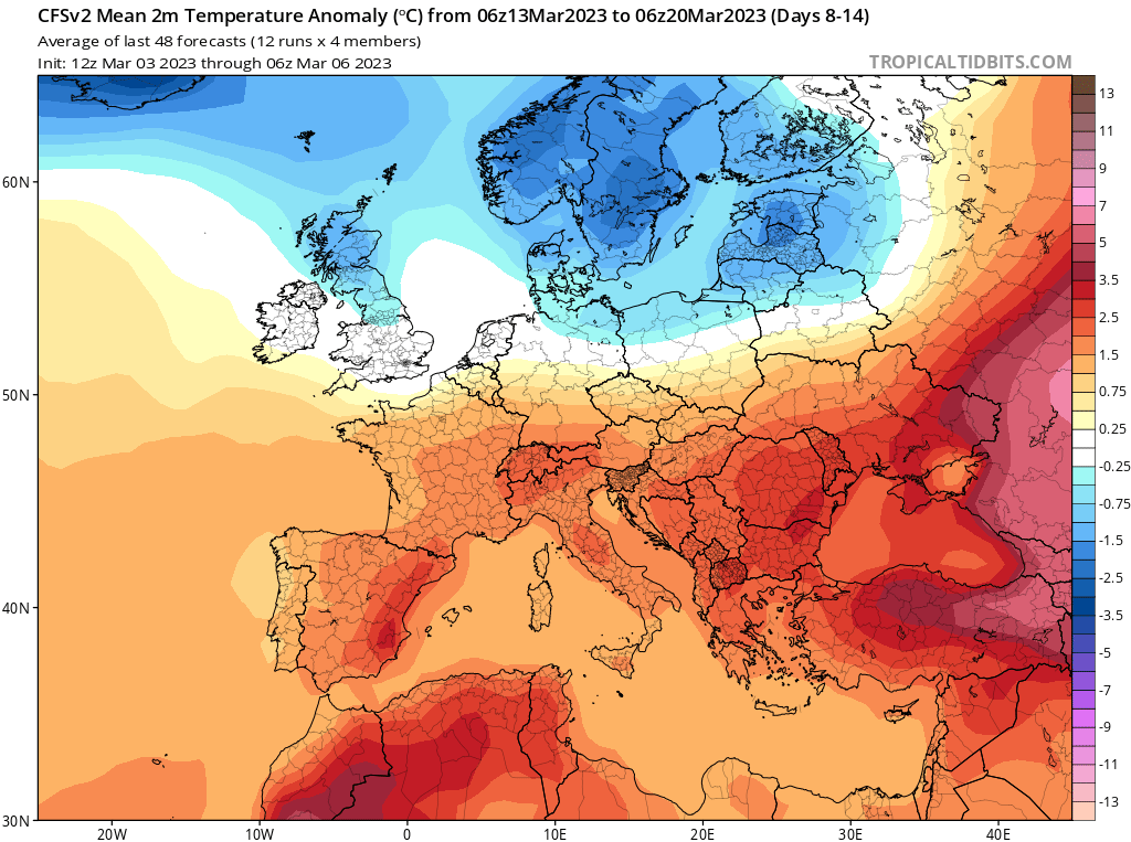 Modelos de Temperatura semanal Marzo CFS 2ª Semana .Meteosojuela La Rioja