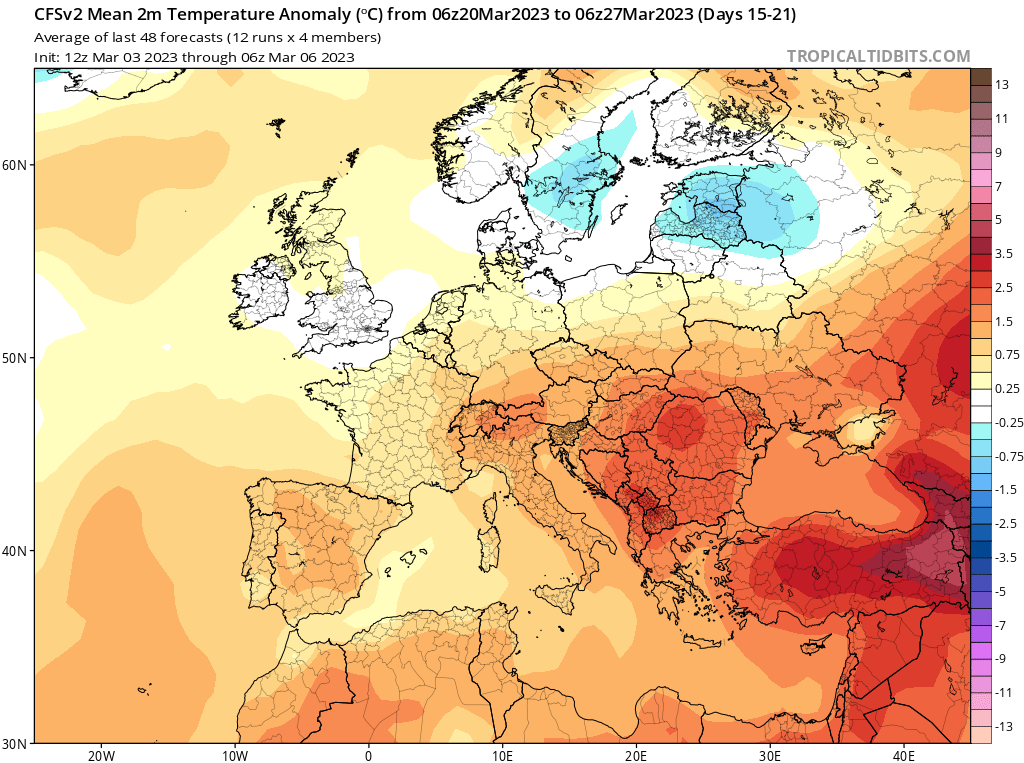 Modelos de Temperatura semanal Marzo CFS 3ª Semana .Meteosojuela La Rioja