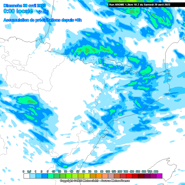Animación precipitación acumulada modelo AROME. Meteosojuela La Rioja 1