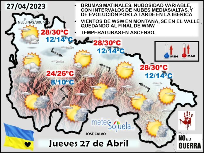 Mapa del tiempo en La Rioja. Meteosojuela