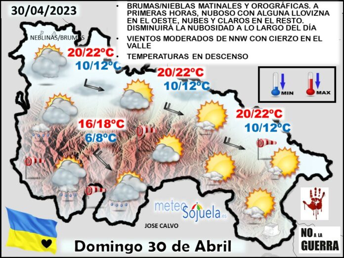 Mapa del tiempo en La Rioja. Meteosojuela