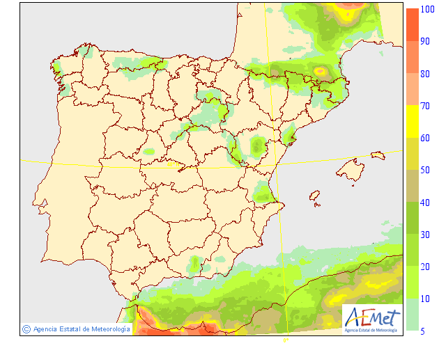 Probabilidad de Precipitacion según AEMET. 19 Meteosojuela La Rioja
