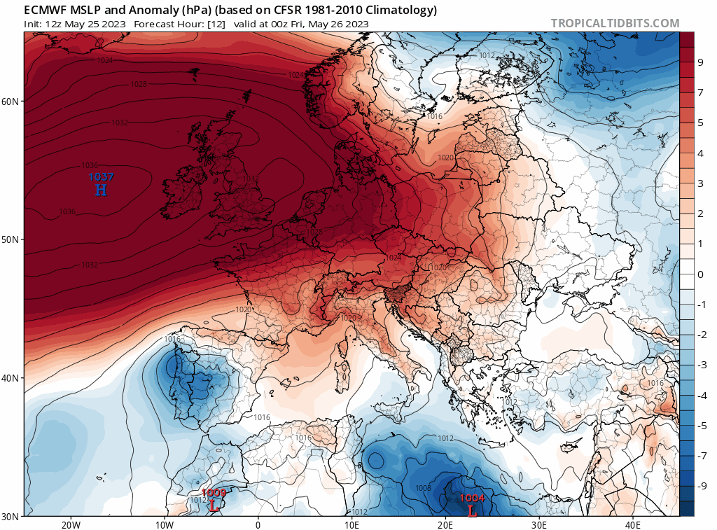 Modelos de centros de presión en Superficie ECMWF. Meteosojuela La Rioja