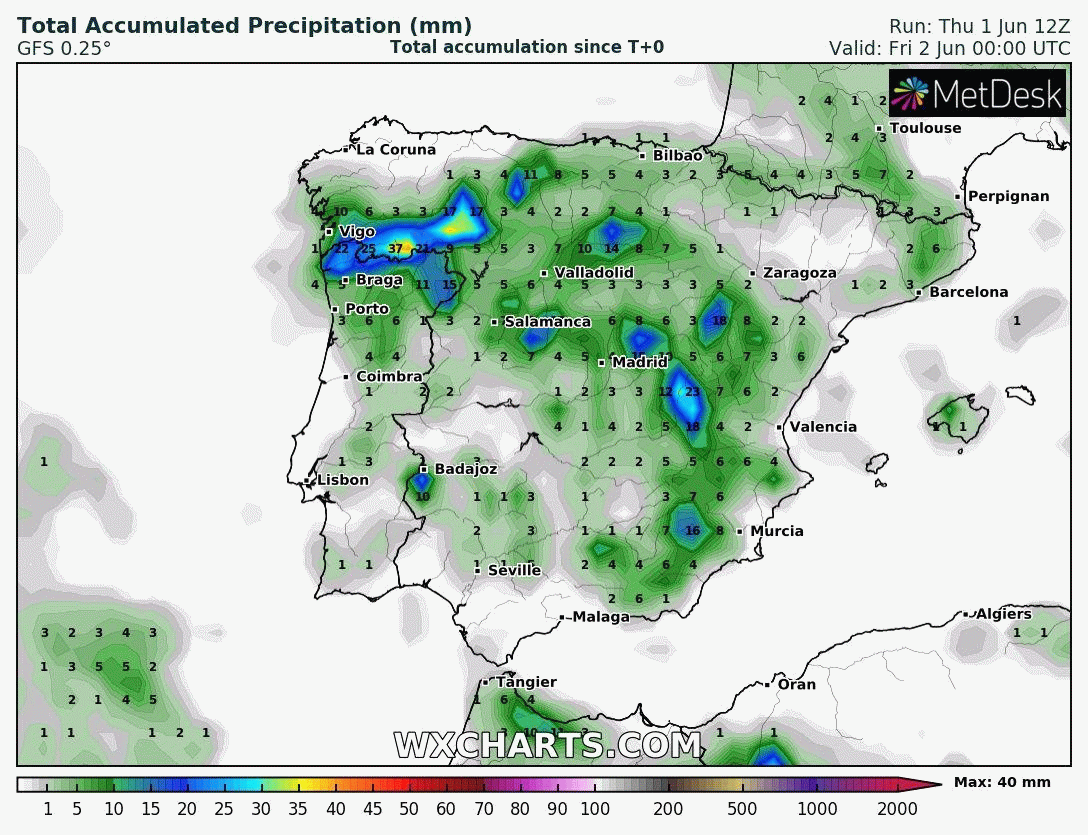 Animación Precipitación Acumulada GFS Meteosojuela La Rioja