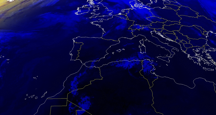 Animación imágenes satélite. Altas presiones bloqueando la llegada de frentes atlánticos