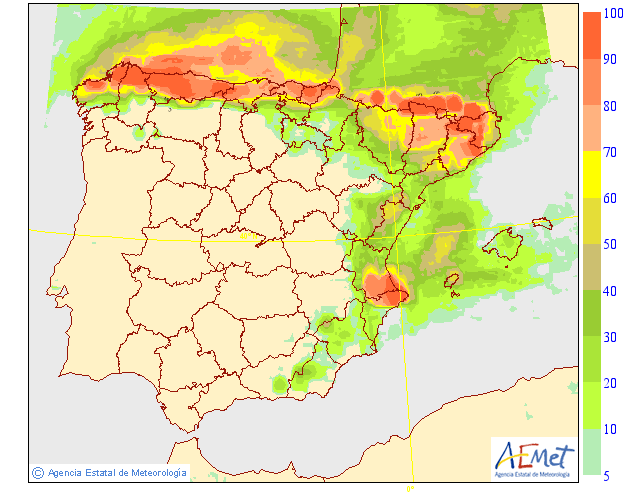 Probabilidad de Precipitación según AEMET 22 Meteosojuela La Rioja