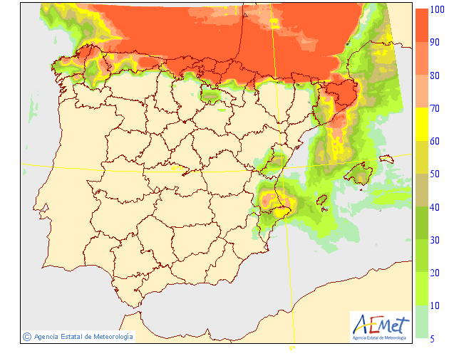 Probabilidad de Precipitación según AEMET 25 Meteosojuela La Rioja