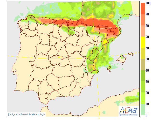 Probabilidad de Precipitación según AEMET 30 Meteosojuela La Rioja
