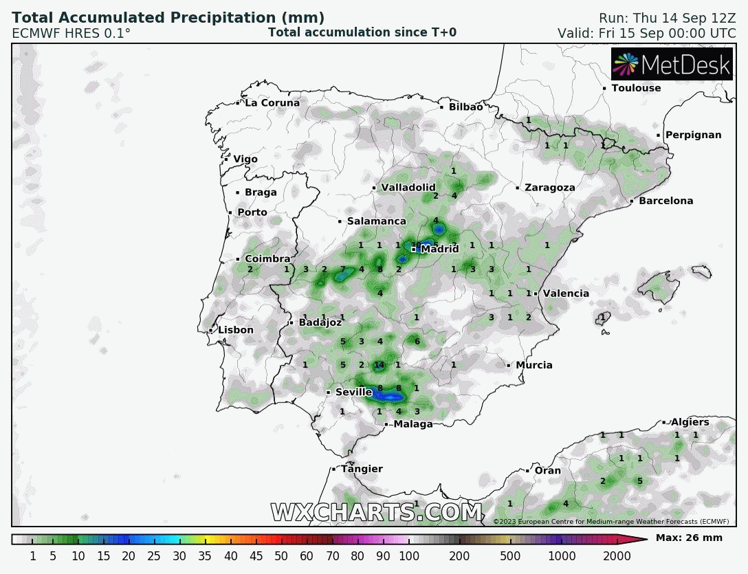 Animación Precipitación Acumulada ECMWF Meteosojuela La Rioja