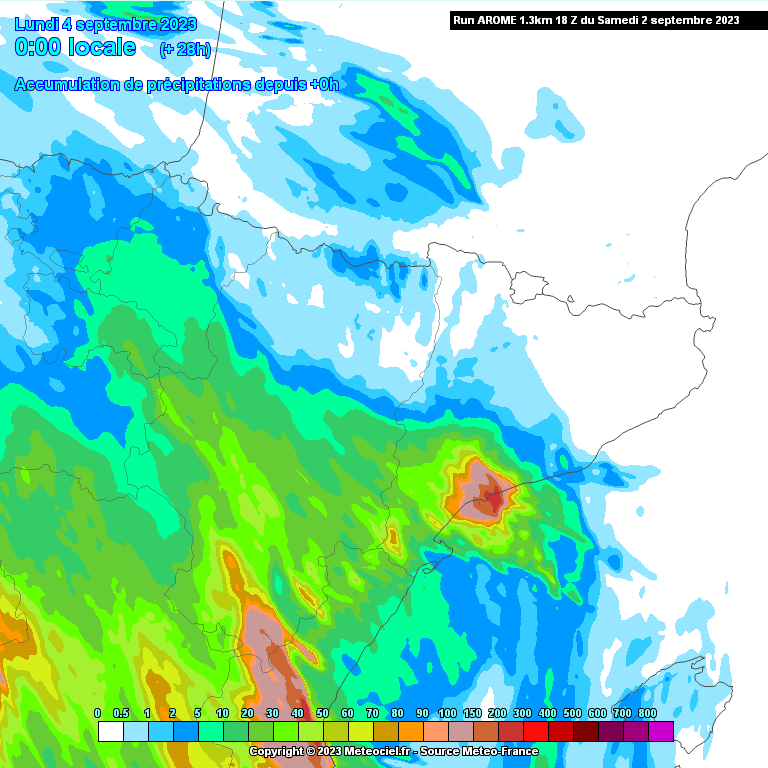 Precipitación Acumulada modelo AROME. Meteosojuela La Rioja