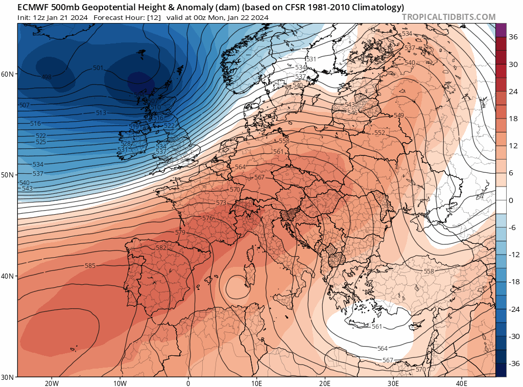 Animación Modelos de Altura de Geopotencial a 500hPa GFS Europa. Meteosojuela La Rioja