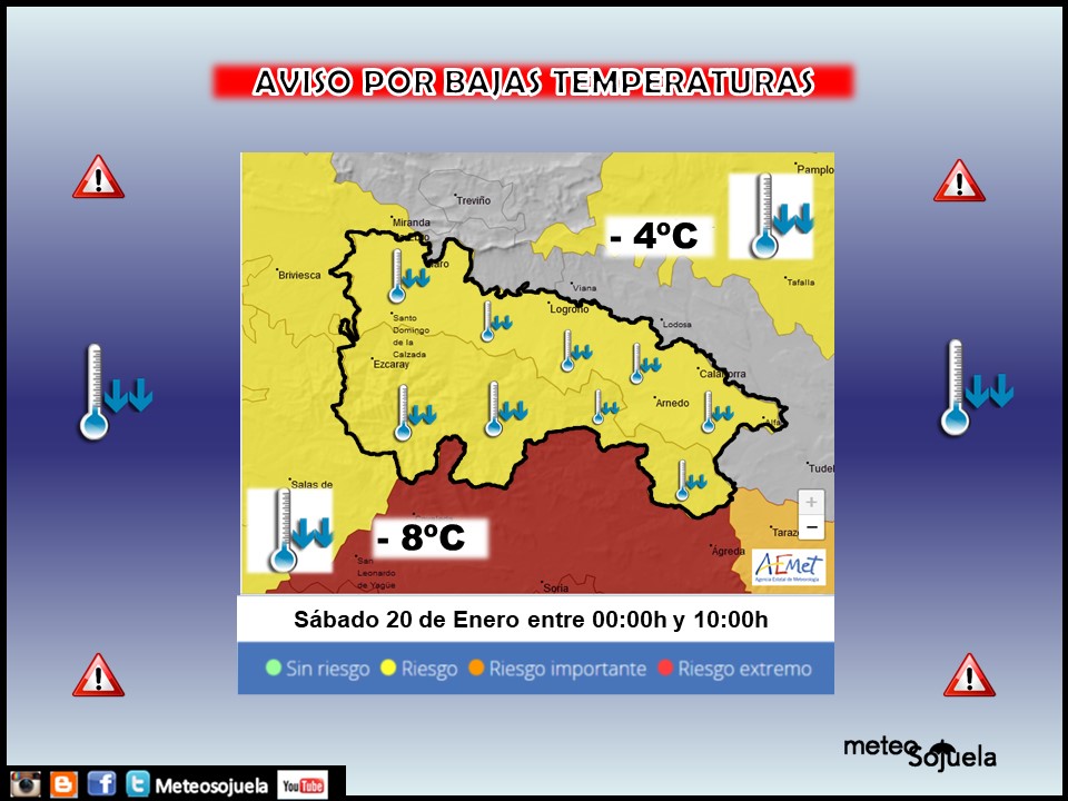 Aviso Amarillo por Bajas Temperaturas en toda la región. AEMET. Meteosojuela