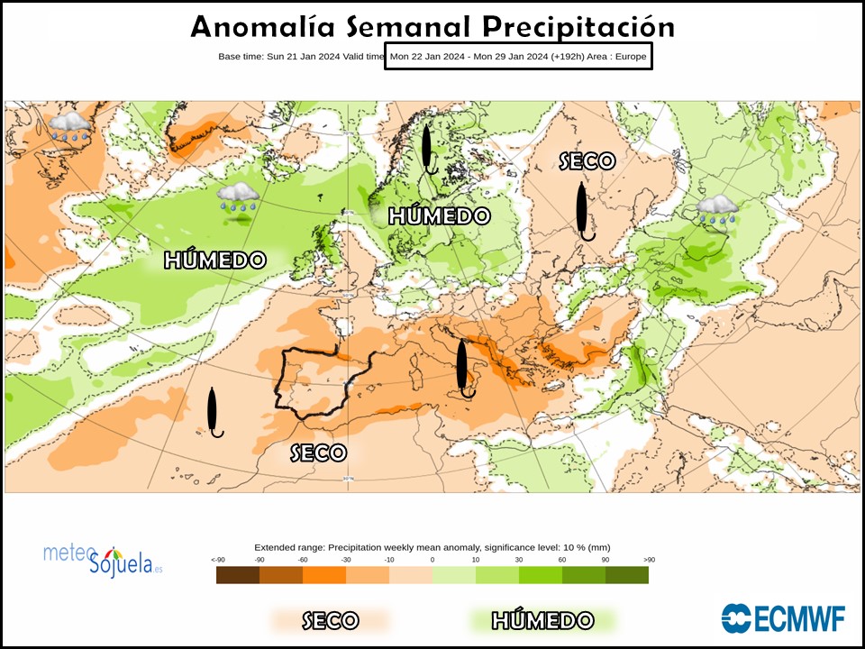 Modelos de Precipitación 4ª Semana Enero. ECMWF Meteosojuela La Rioja