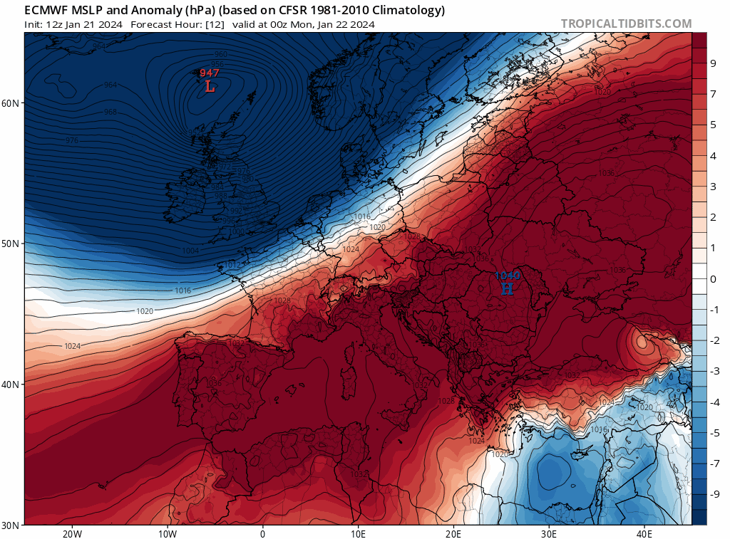 Modelos de centros de presión en Superficie ECMWF. Meteosojuela La Rioja