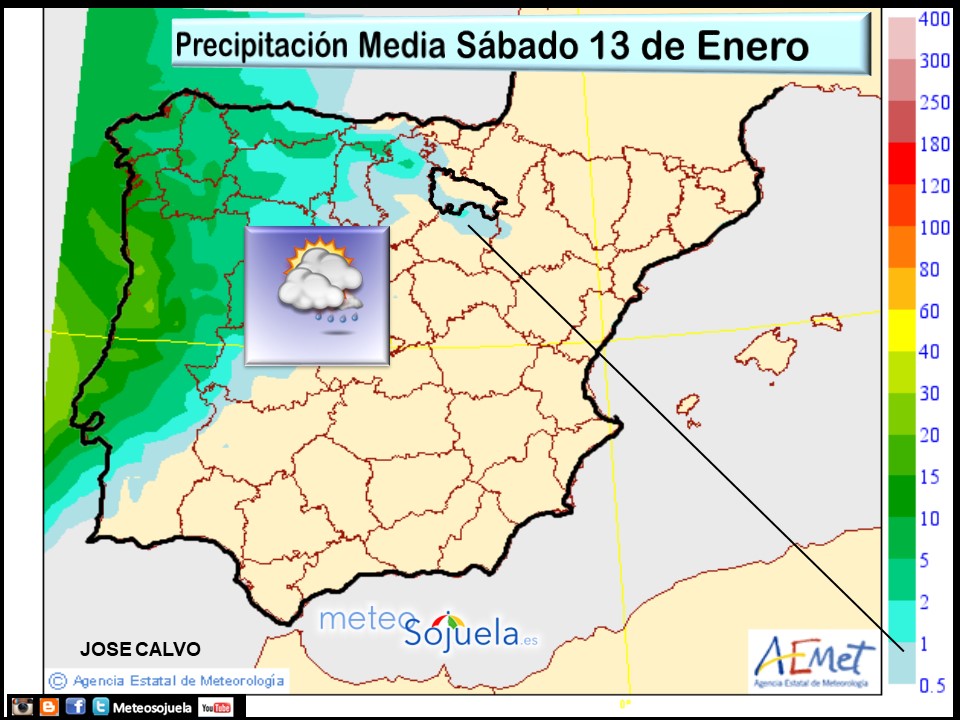 Precipitación Media según AEMET. Meteosojuela La Rioja