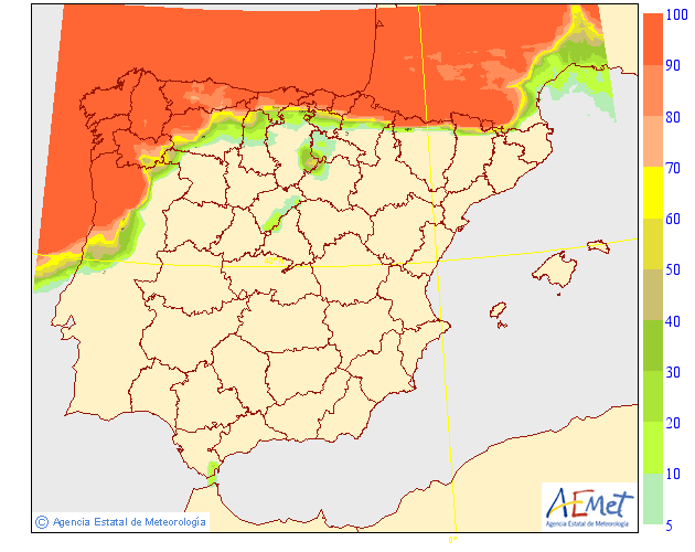 Probabilidad de precipitación según AEMET. 22 Meteosojuela La Rioja
