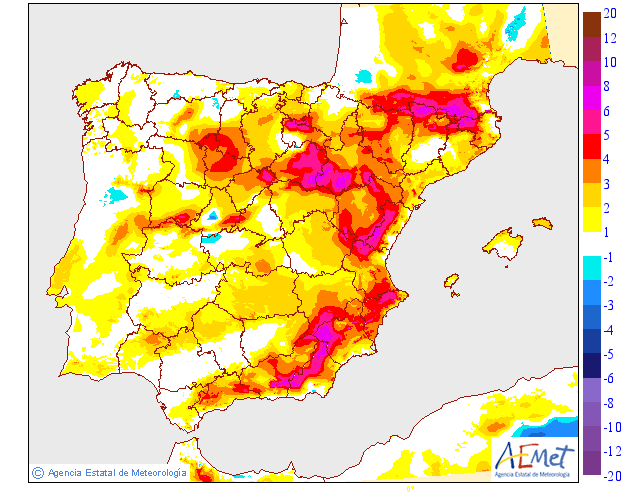 Variación de temperaturas máximas AEMET. 22 Meteosojuela