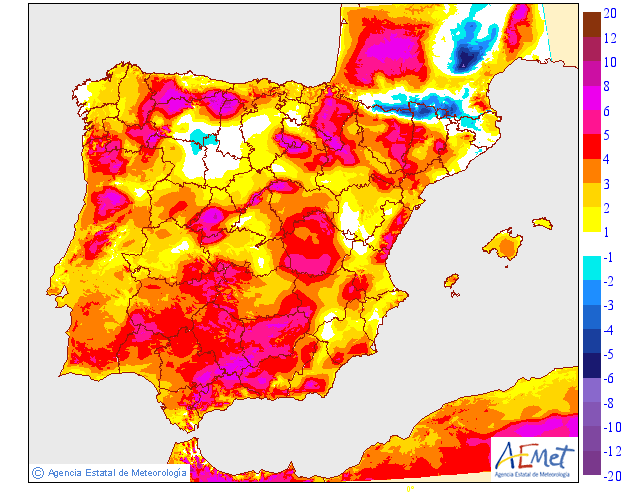 Variación de temperaturas máximas AEMET.23 Meteosojuela