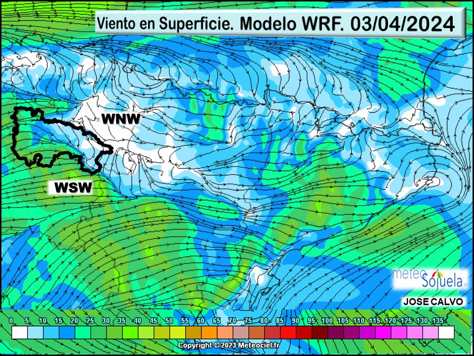 Viento en Superficie Modelo AROME. Meteosojuela