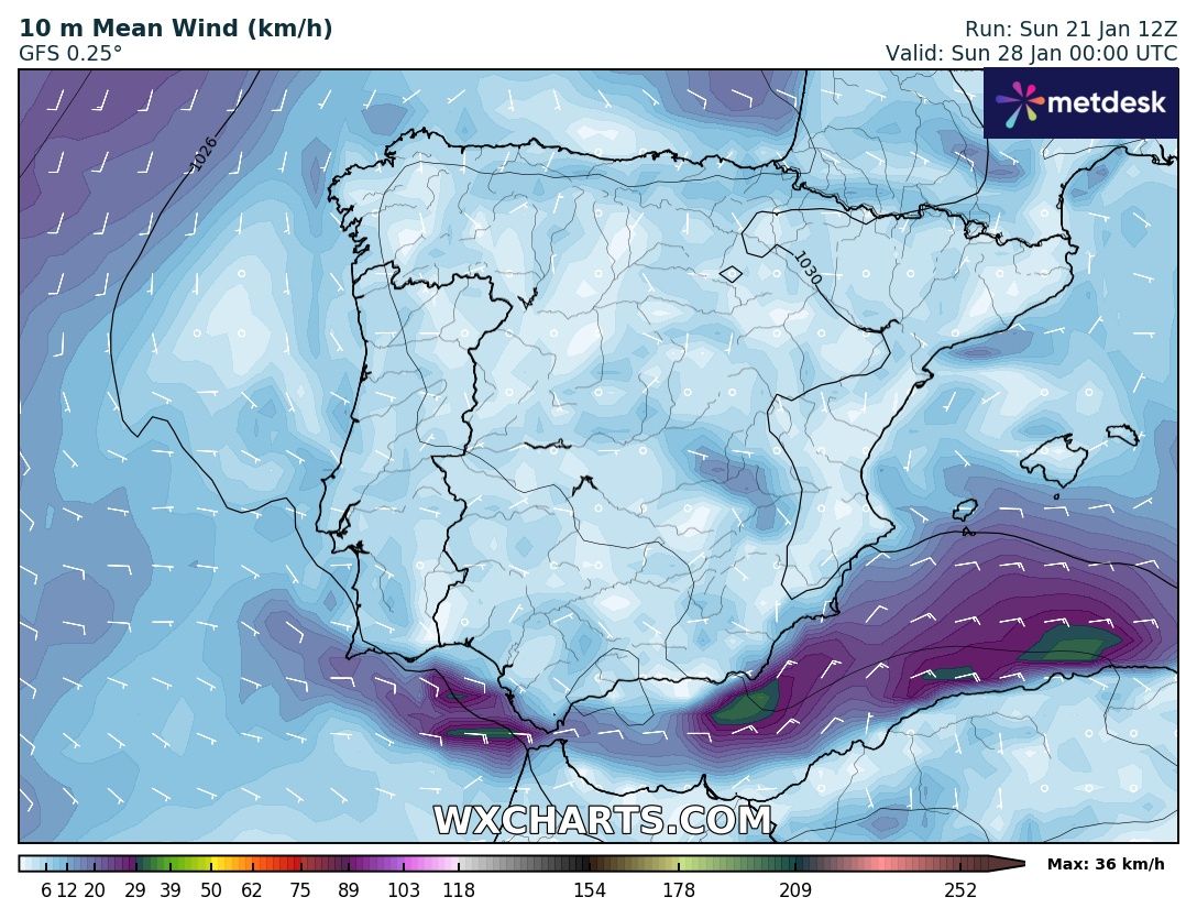 Viento en Superficie Modelo GFS. Meteosojuela
