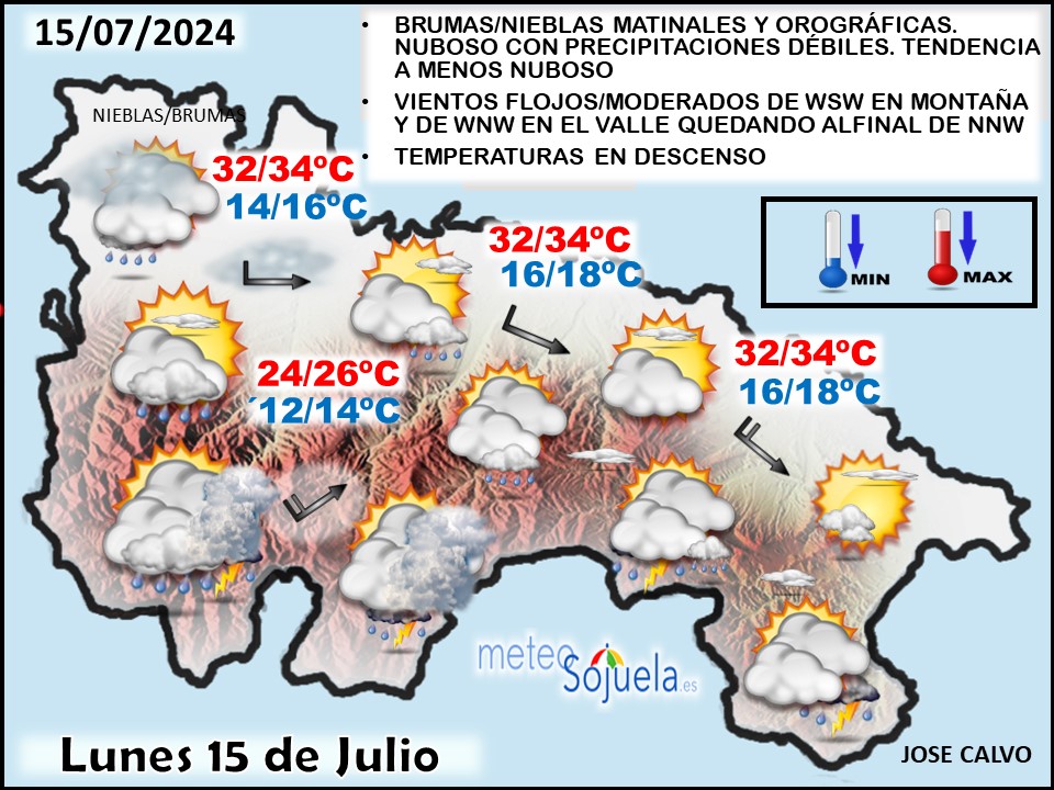 Mapa del tiempo en La Rioja. Meteosojuela