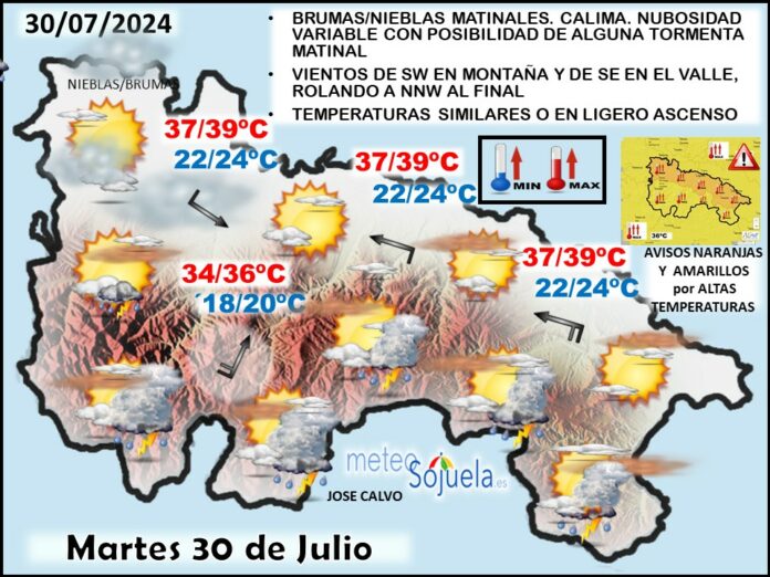 Mapa del tiempo en La Rioja. Meteosojuela