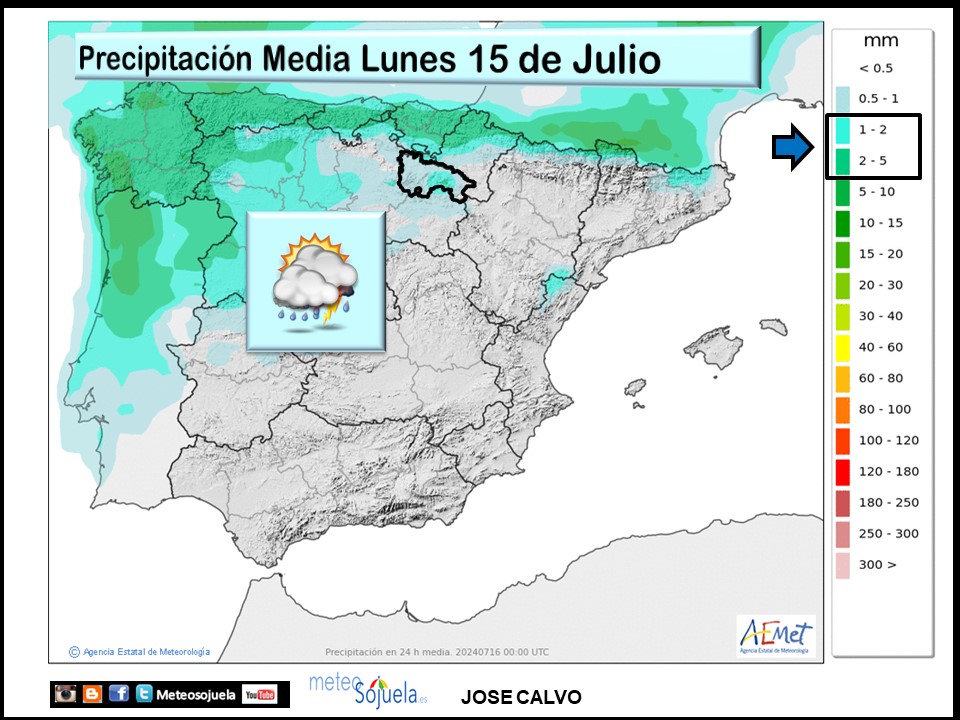 Precipitación Media según AEMET. Meteosojuela La Rioja