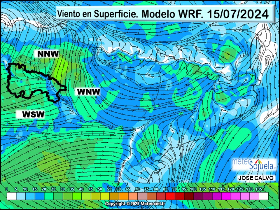 Viento en Superficie Modelo WRF Meteosojuela.