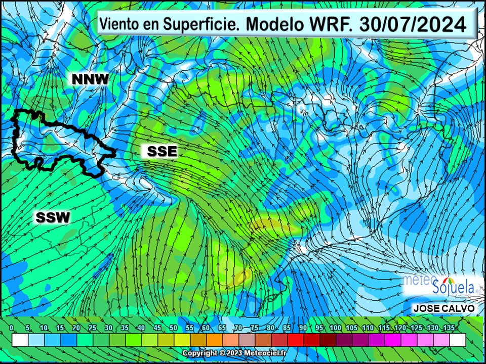 Viento en Superficie Modelo WRF Meteosojuela.