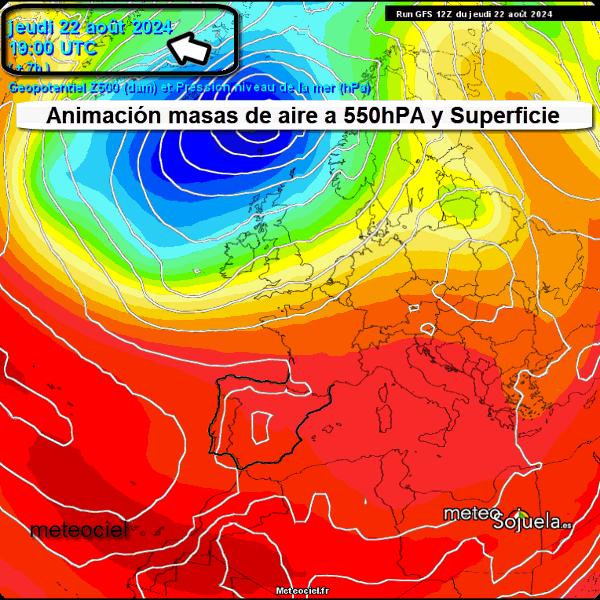 Animación Masas de aire 500hPa y Superficie. Meteosojuela