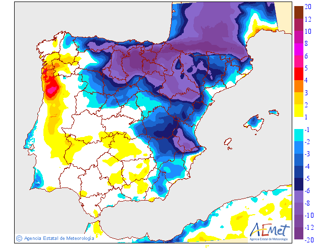 Variación de temperaturas máximas AEMET. 25 Meteosojuela