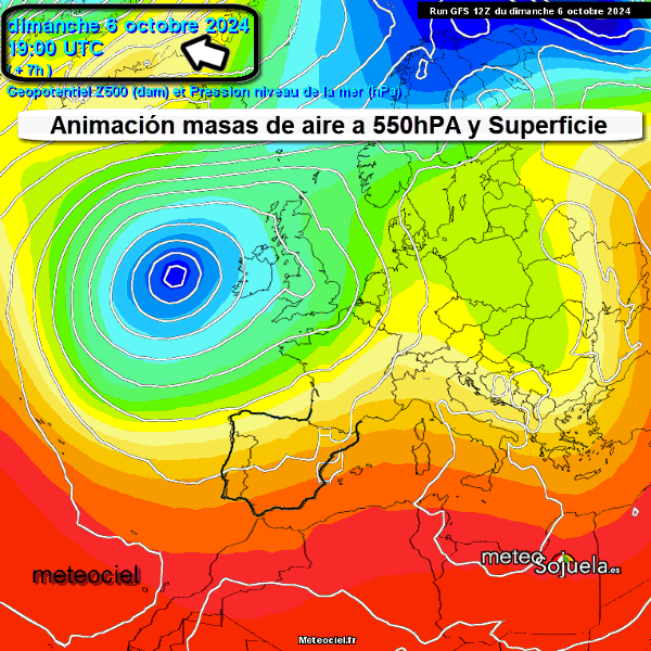 Animación Masas de aire 500hPa y Superficie. Meteosojuela