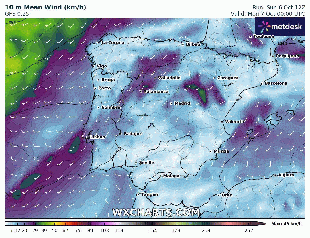 Animación Modelos de Viento en la península. Meteosojuela La Rioja