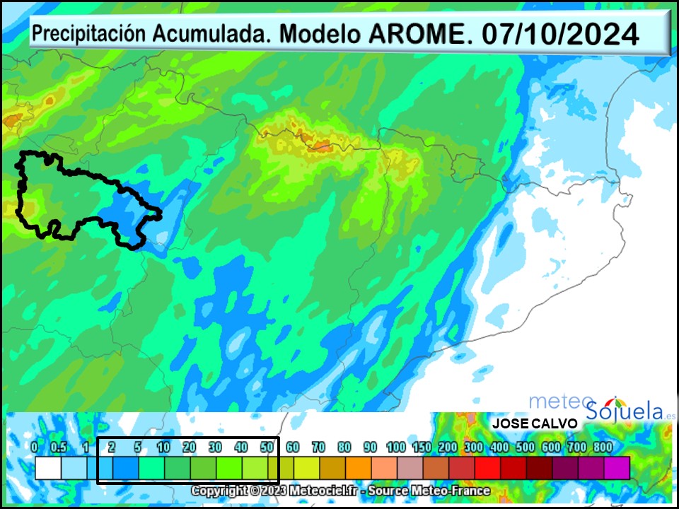 Precipitación Acumulada según AEMET. Meteosojuela La Rioja