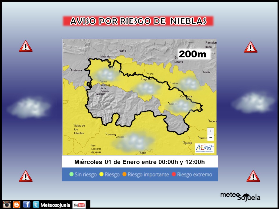 Aviso Amarillo por Nieblas en la Ribera. 01 AEMET