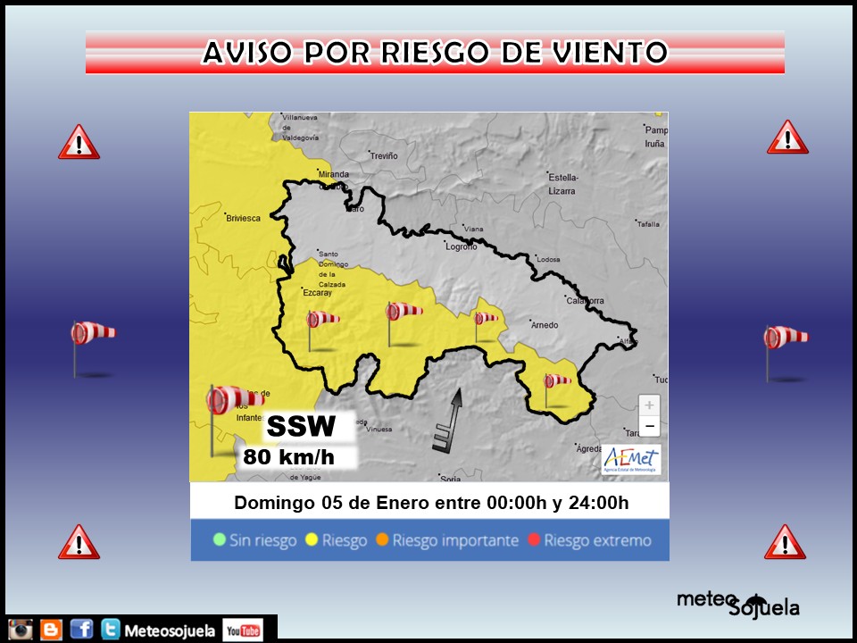 Aviso Amarillo por Viento en la Ibérica. AEMET