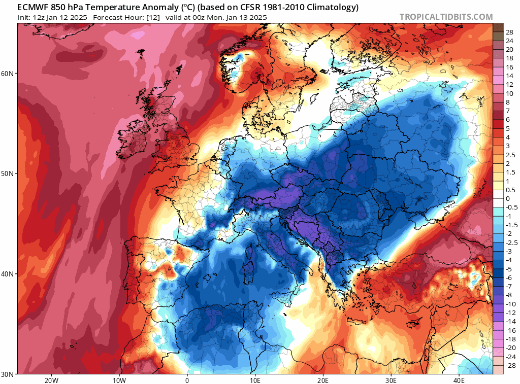 Animación de anomalías de temperaturas 850hPa .Meteosojuela La Rioja