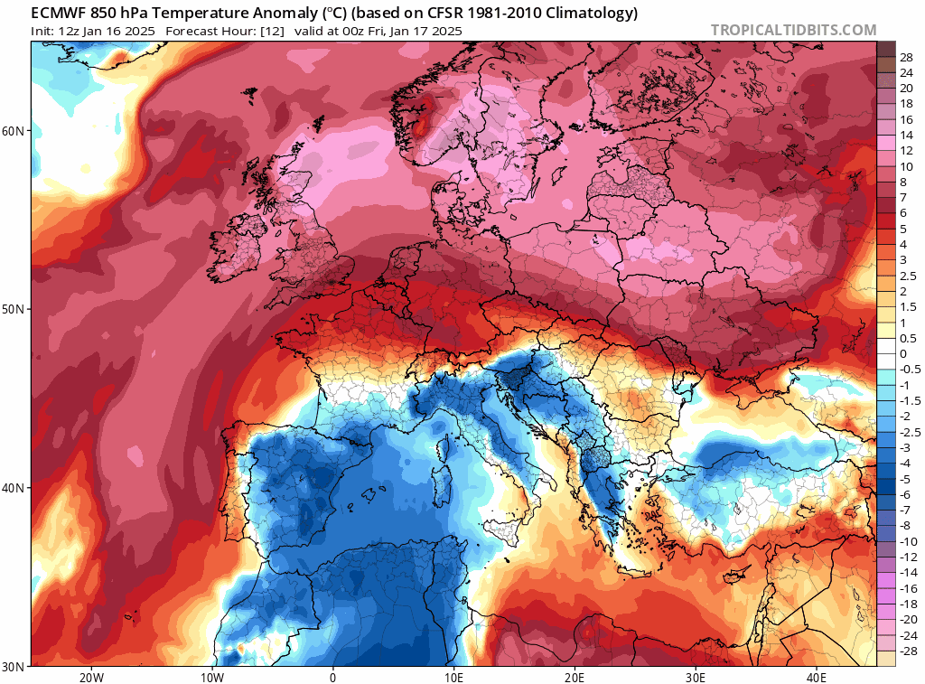 Animación de anomalías de temperaturas 850hPa .Meteosojuela La Rioja