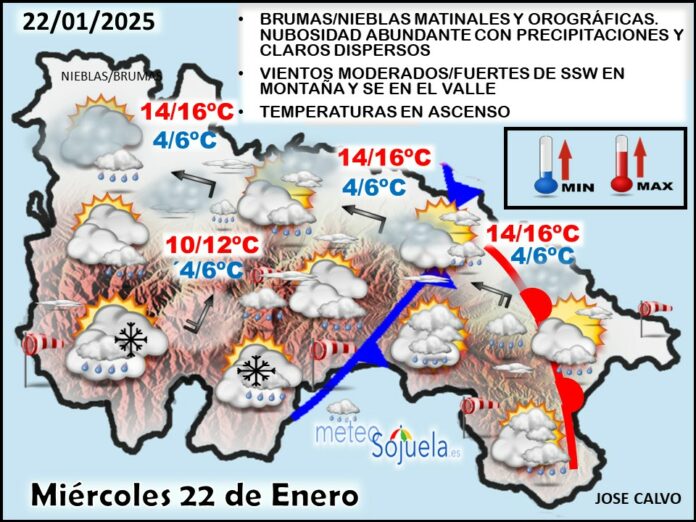 Mapa del tiempo en La Rioja. Meteosojuela