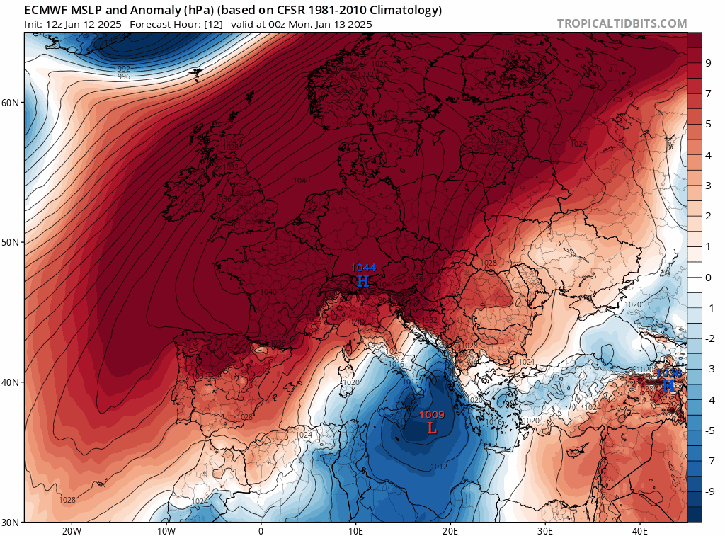 Modelos de centros de presión en Superficie ECMWF. Meteosojuela La Rioja